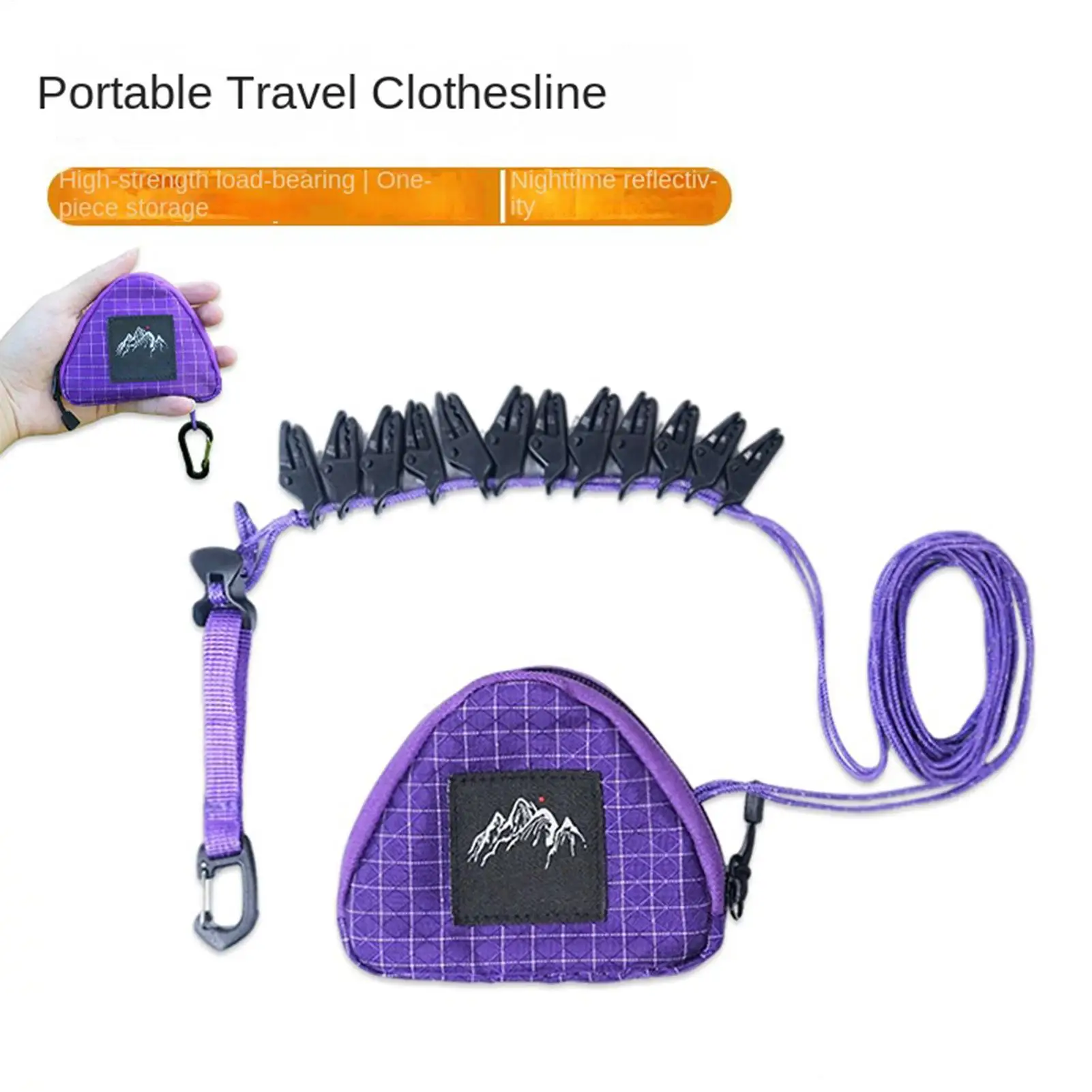 Clothes Line Outdoors Heavy-Duty Laundry Drying Rope With Clothing Clips Travel Drying Line For Camping Indoor Outdoor RV Hotel