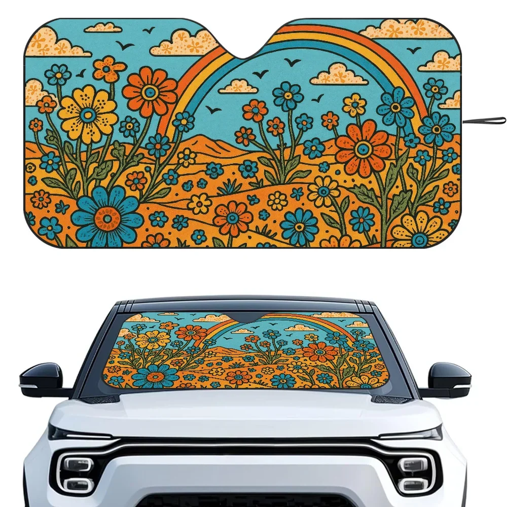 

Хиппи цветок автомобиль SunSha теплоизоляционная алюминиевая пленка лобовое стекло солнцезащитные козырьки УФ-лучи блоки автомобильный солнцезащитный козырек протектор