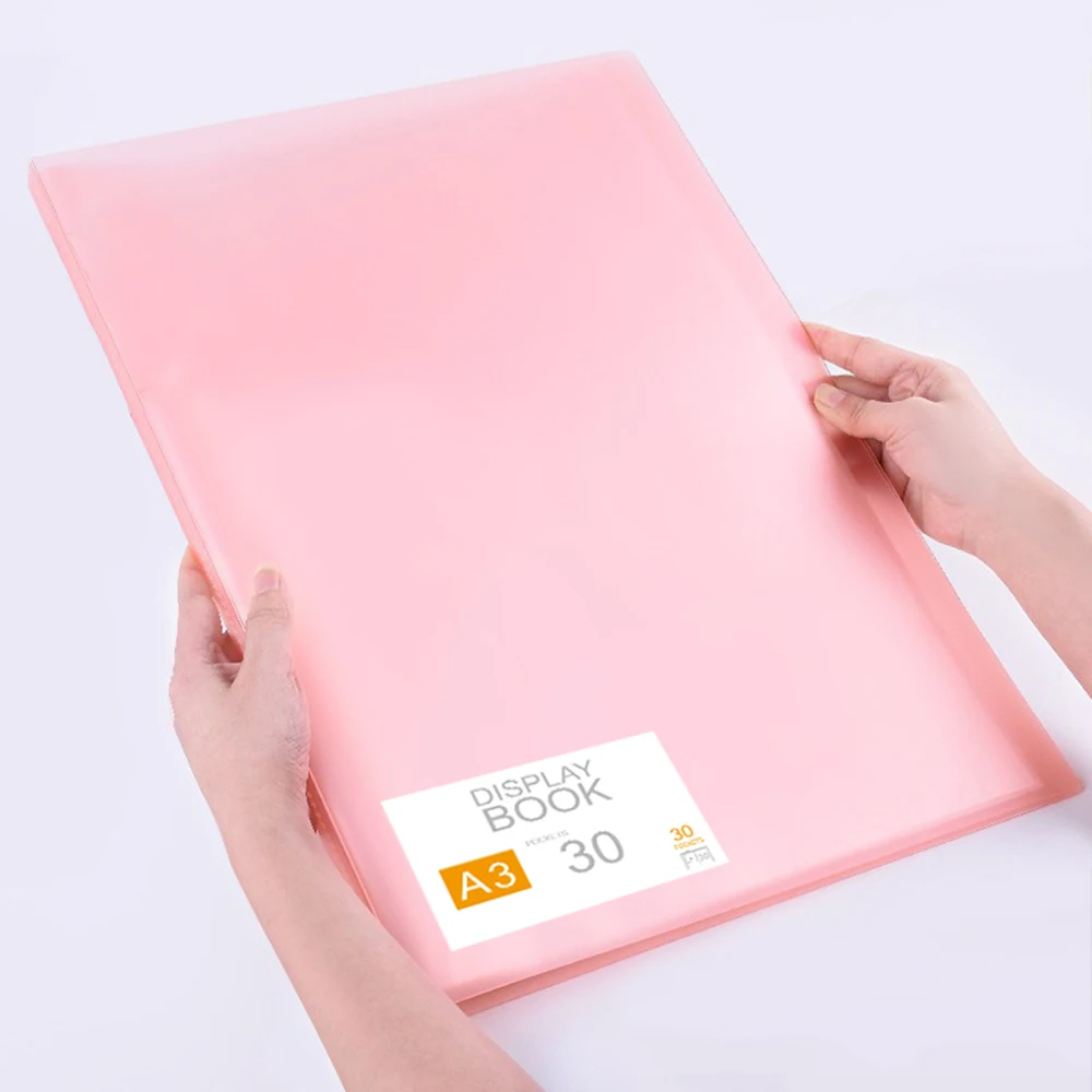 Pink A3 30 Pages Diamond Painting Photo Album Storage Book Portfolio Presentation Clear Pockets Large Folder Stationery