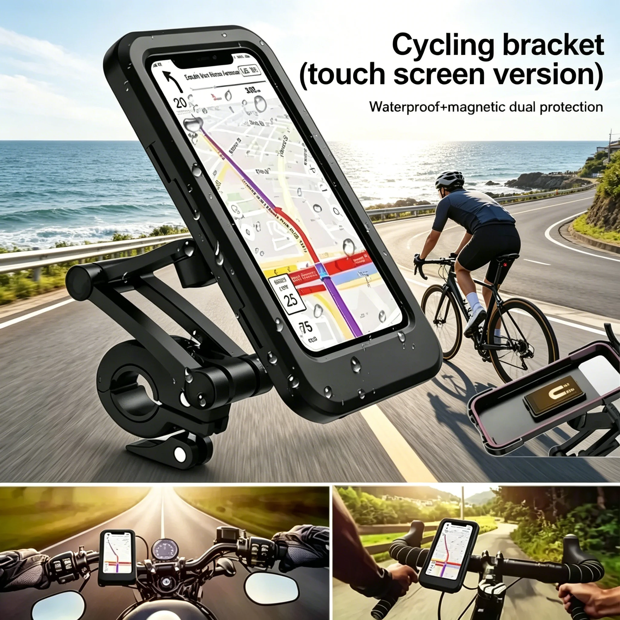 

Universal Anti-shaking Bike Bicycle GPS Mount Stand 360° Swivel Adjustable Motorcycle Phone Holder Waterproof CellPhone Support