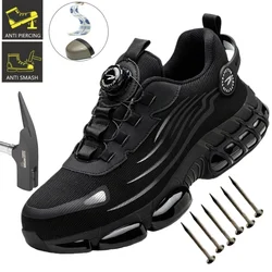Rotary Buckle Work Safety Shoes for Men Sneakers Protective Shoes Lightweight Puncture-Proof Anti-smash Steel Toe Male Footwear