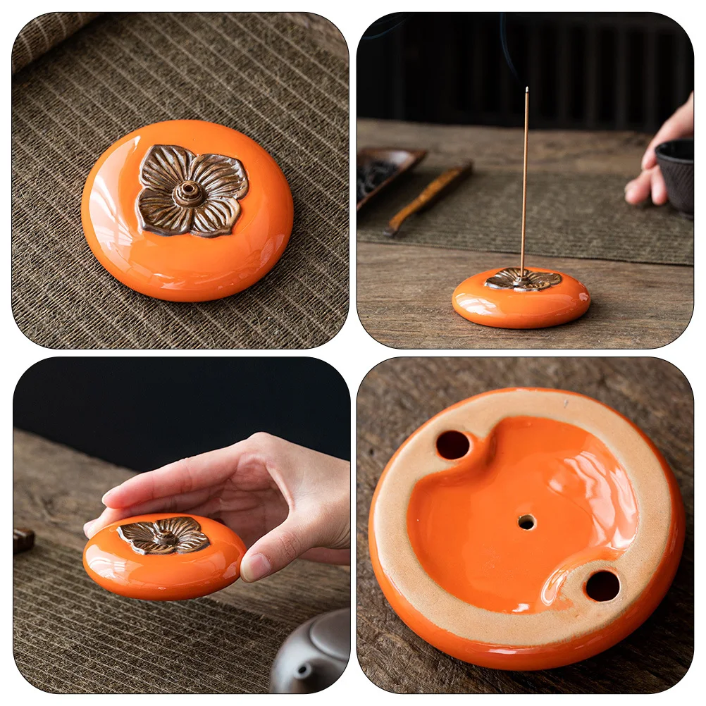 

Ceramic Incense Burner Simulated Dried Persimmon Design Decorative Censer Relaxing Incense Holder Home Supplies