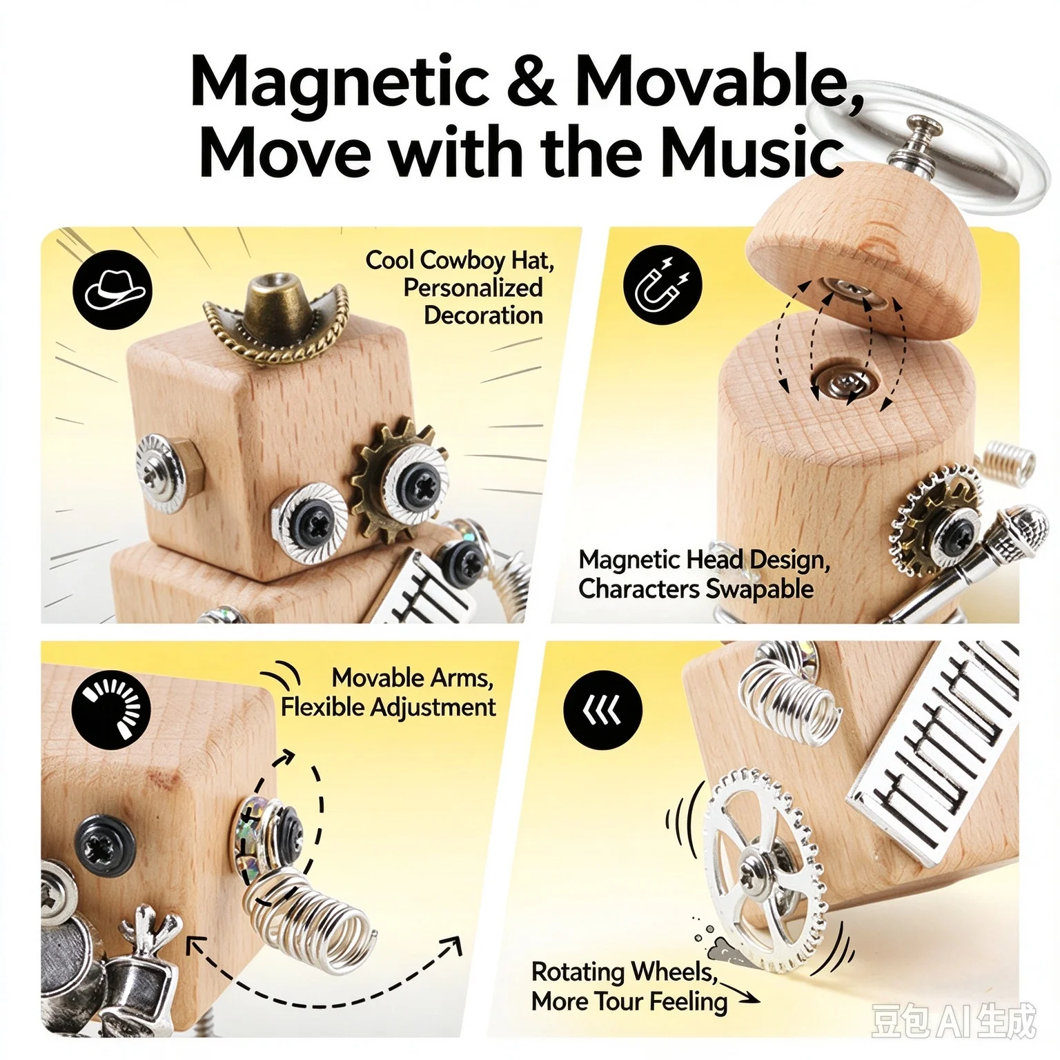 Punk Band Robot DIY Building Blocks Kids Creative Assembling Toy Boys Girls Birthday Gift Washable Marker Set