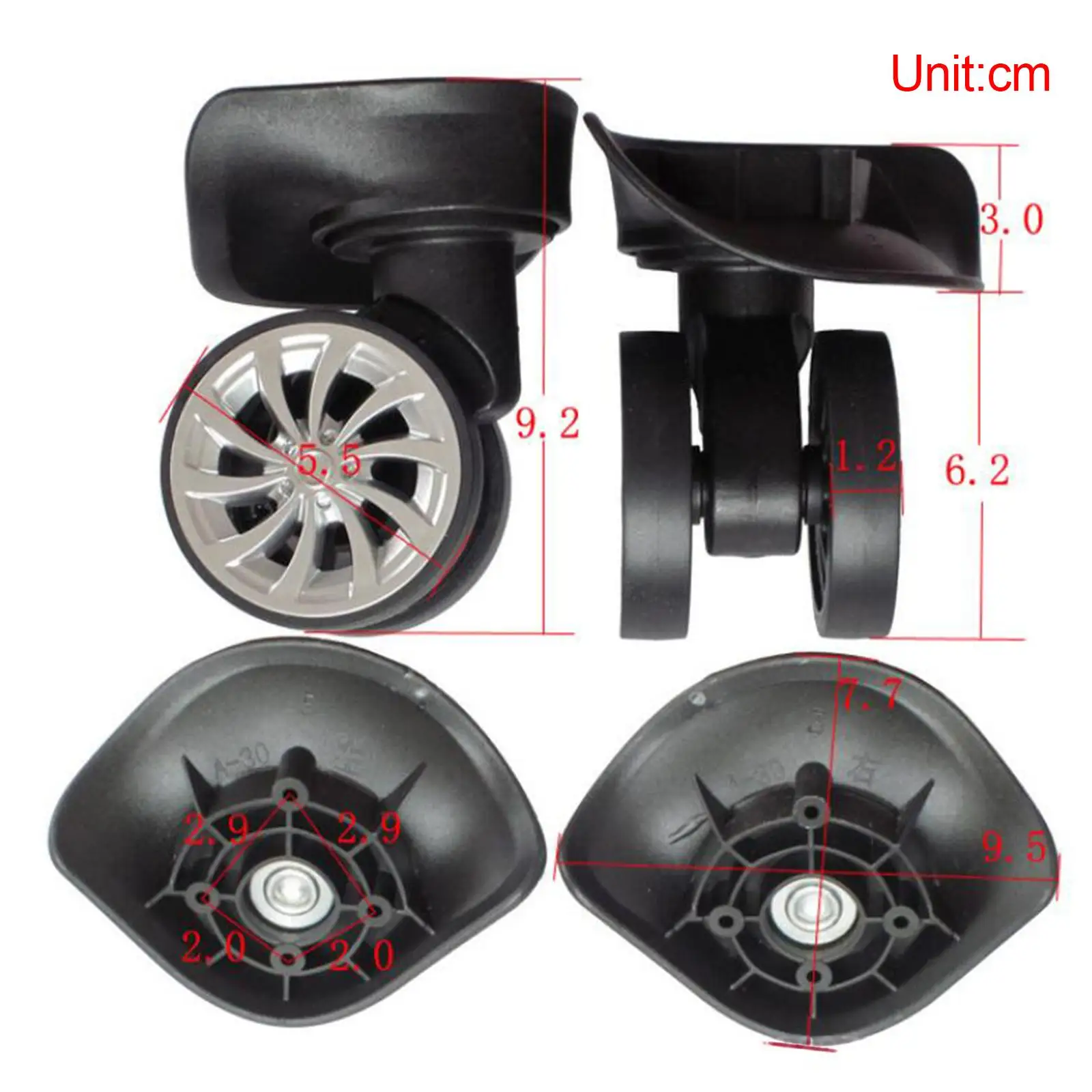 2 個のスーツケース荷物回転キャスター耐摩耗性修理荷物ホイールスタイル B