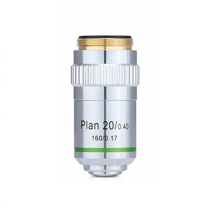 Lente de objetivo de Microscopio biológico, lente de objetivo acromático de vidrio de objeto acromático de Plan 195, accesorios de Microscopio profesional, 4X, 10X, 40X, 100X