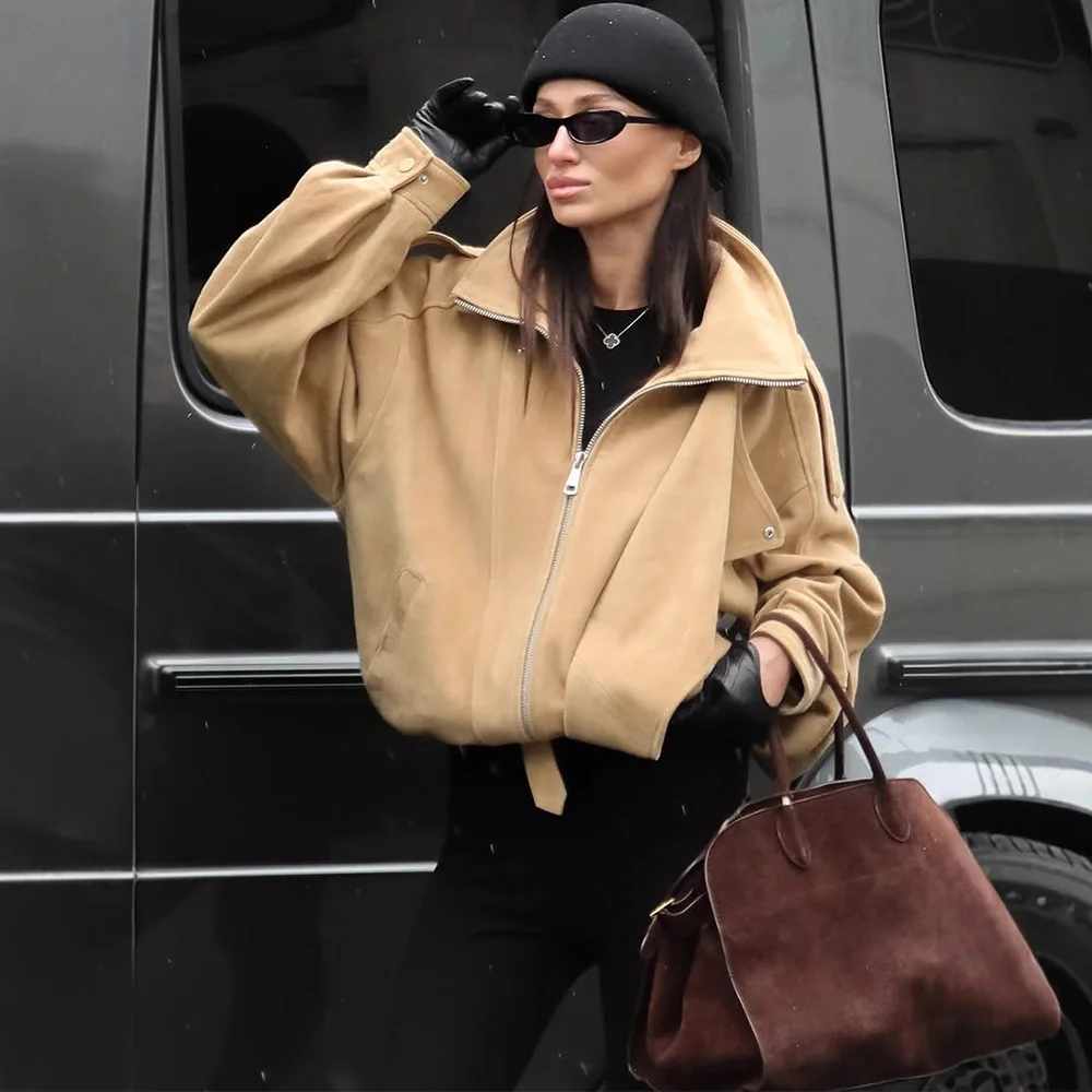 

Ретро мода повседневный стиль однотонный воротник-стойка на молнии шерстяная короткая куртка женская осень-зима Новое поступление европейское и