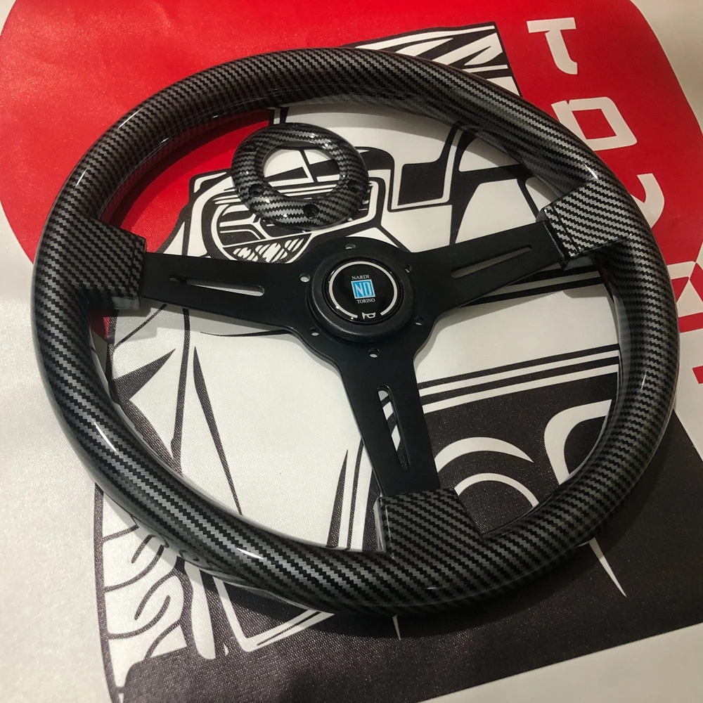 

Racing Classic Universal 350MM 14Inch ABS Nardi Wood Steering Wheel JDM Car Carbon Steering Wheel Volantes For VW HONDA TOYOTA