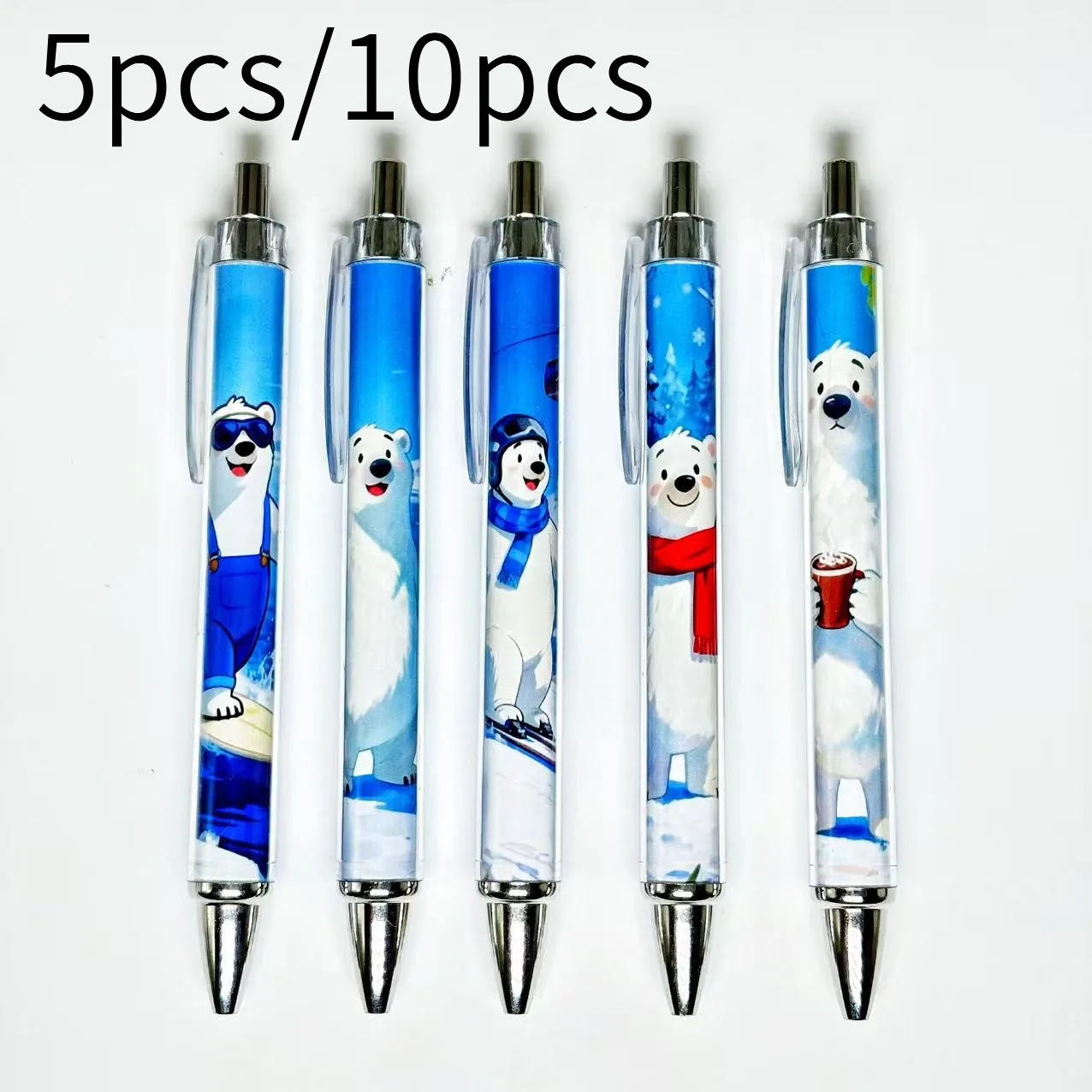 

5 шт./10 шт. креативные шариковые ручки на тему белого медведя, шариковые ручки с маленьким белым медведем, подарочные ручки для студентов