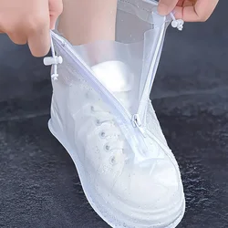 1PC zipper style PVC rain-proof shoe cover skid-proof thicken wear-resistant rain-proof shoe cover men and women outdoor travel