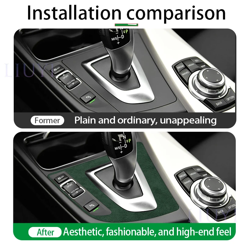 

For BMW 3 4 Series F30 F34 F36 Car Shifter Panel Protectors Trim Strips Alcantara Car Interior Accessories
