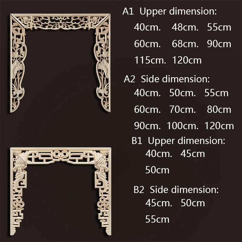 Unique Natural Floral Wood Carved Wood Carving Onlays Appliques Decoration for Home Design Wood Decal Vintage Furniture Applique