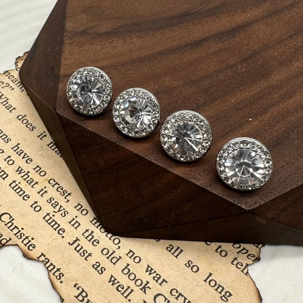 

50pcs Beautiful Rhinestone Buttons 11mm Round Small Shank Buttons Clothing Cuff Neckline Buttons
