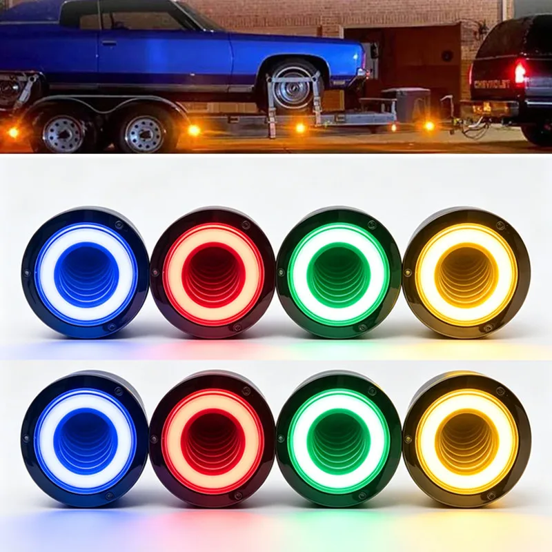 2PCS Pickup Round Rear Lamp 12V 24V Truck Brake Warning Tail Lights Trailor Turn Signal Side Clearance Lamp LED Taillight