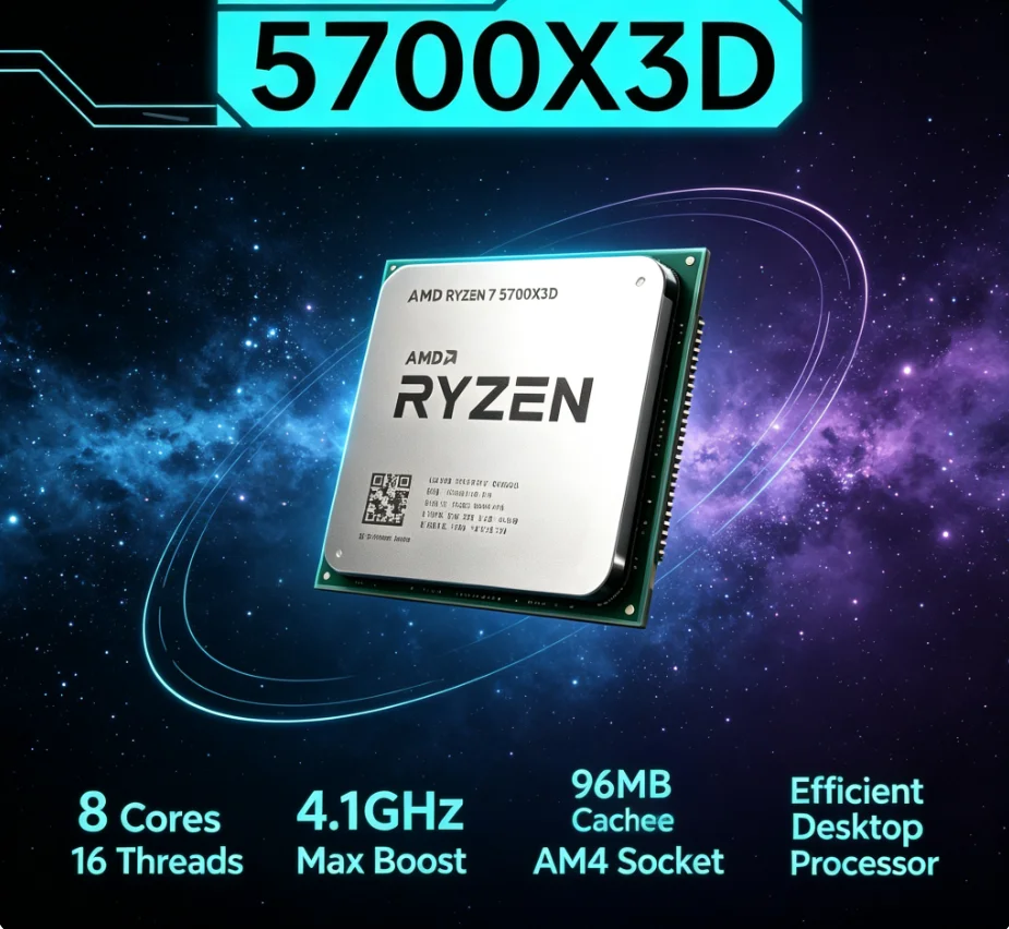 AMD Ryzen 7 5700X3D R7 5700X3D 8 Core 16 Thread for E Sports Gaming Streaming PC Build AM4 DDR4 Bulk CPU