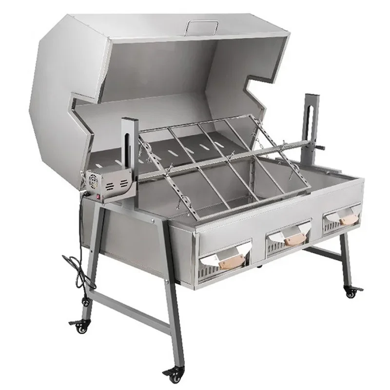 #Electric Rotating Lamb/Pork Roaster, Automatic Smokeless Charcoal Grill, for Outdoor Use in The Yard, Stainless Stee(Customized