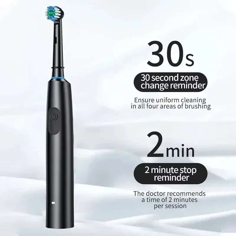 Electric Sonic Toothbrush Rotating Round Head Electric Toothbrush 4/8 Replacement Heads USB Rechargeable Waterproof Toothbrush