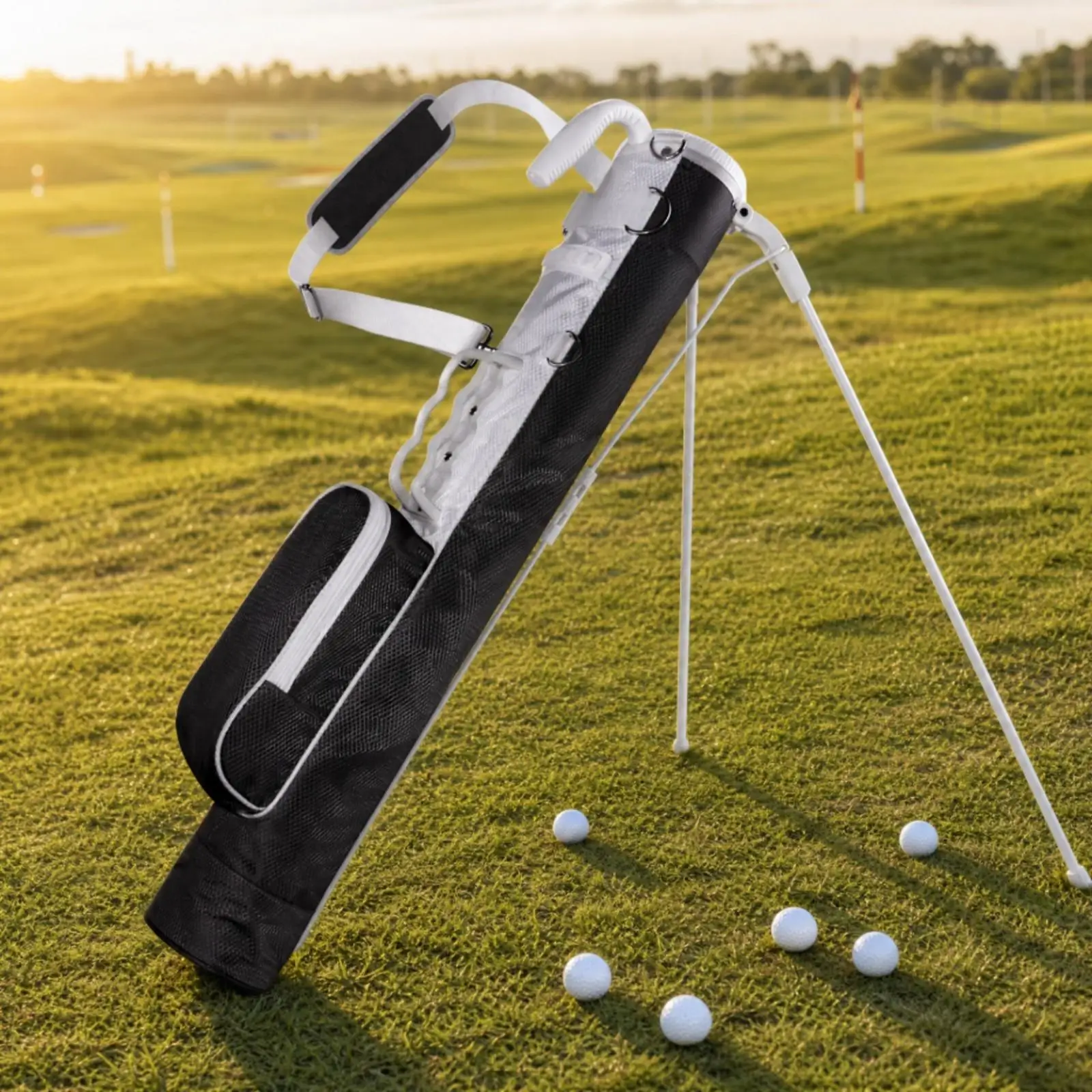 Lightweight Golf Stand Bag with External Zipper Pocket for Golf Tees Balls Practice Equipment Carrier