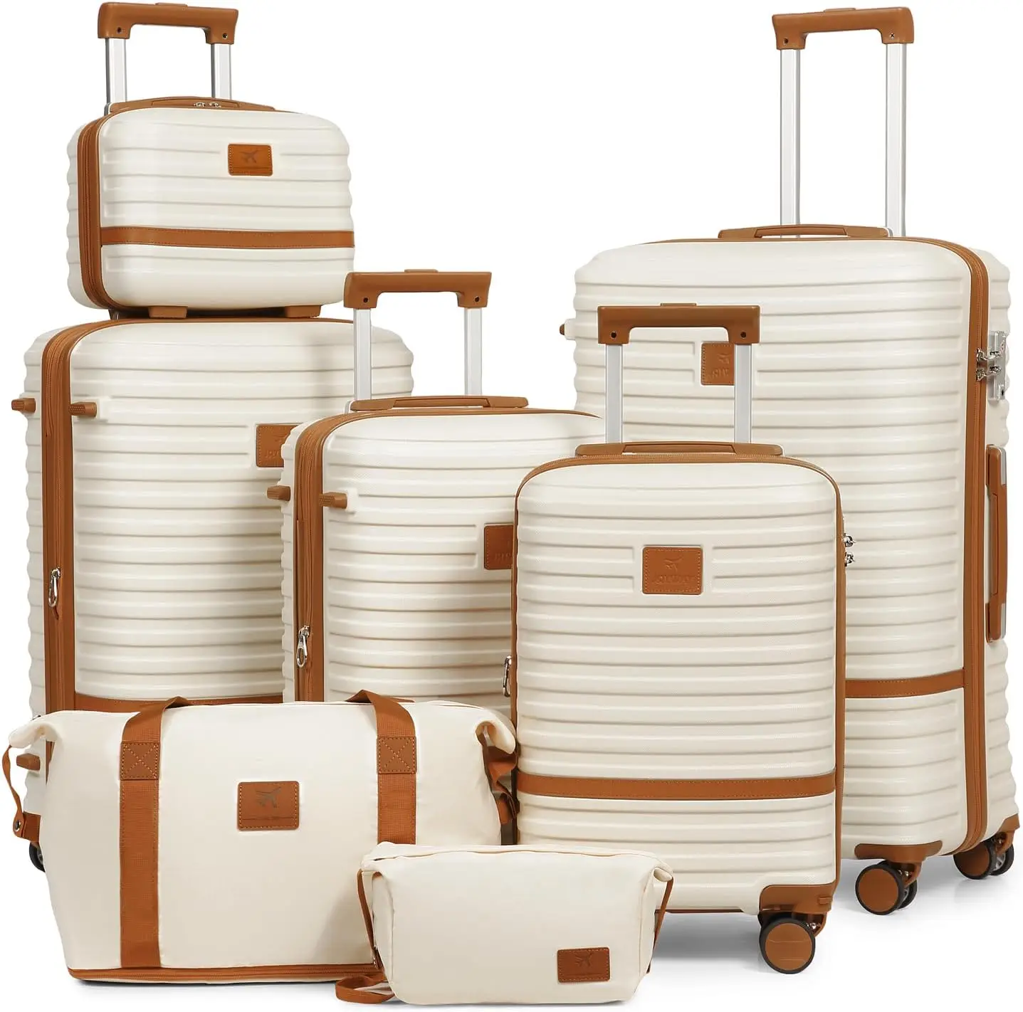 

7-Piece Expandable Hardside Luggage Set with Spinner Wheels and TSA Lock, White (18/20/24/28 inches)