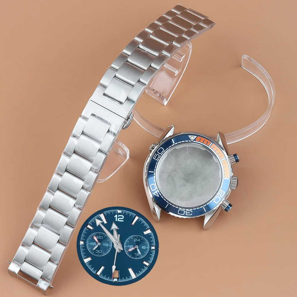 

VK63 Chronograph Dial Case 45.5mm fit Seamaster 600 300 Dial Hands Green Luminous For VK63 VK64 Quartz Movement Diving Case