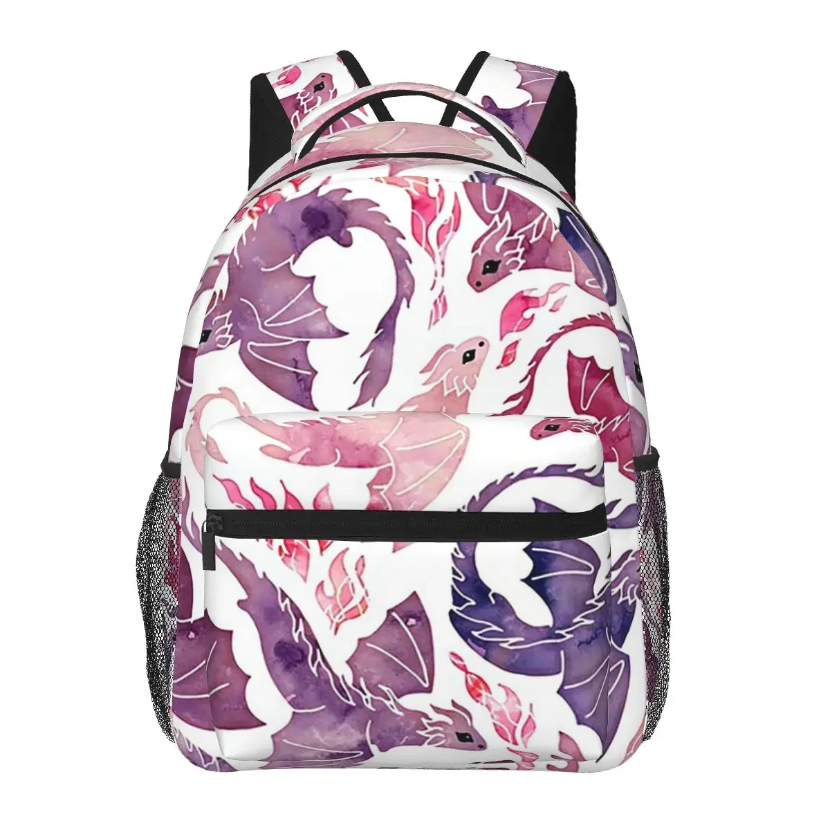 

Dragon Fire Pink & Purple Backpacks Boys Girls Bookbag Students School Bags Cartoon Travel Rucksack Shoulder Bag Large Capacity