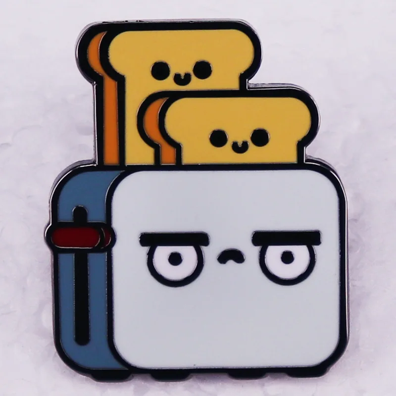 A2335 Cartoon Kawaii Toaster Enamel Pin Funny Cute Toast Breakfast Lapel Pin Jewelry Briefcase Backpack Accessories Gift