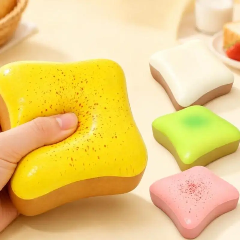 Soft Simulated Toast Squeeze Toy Stress Relief Slow Rebound Toys Bread Fidget Toys Home Decor Friends Best Gift