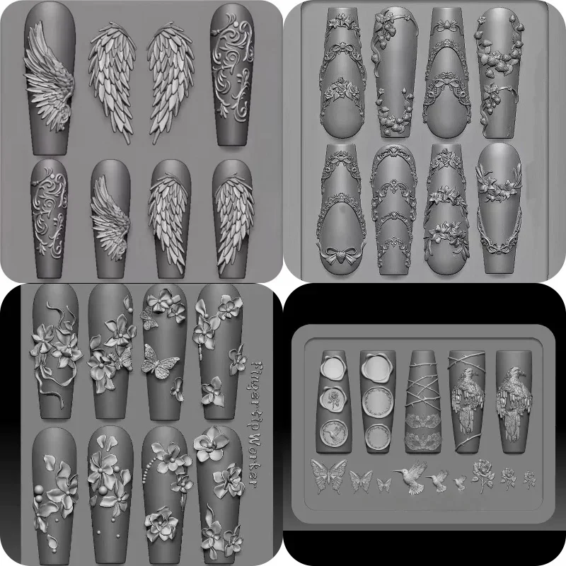 Moule 3D en Silicone pour décorations d'art d'ongle, bricolage de modèles d'ailes d'angle d'arc de f