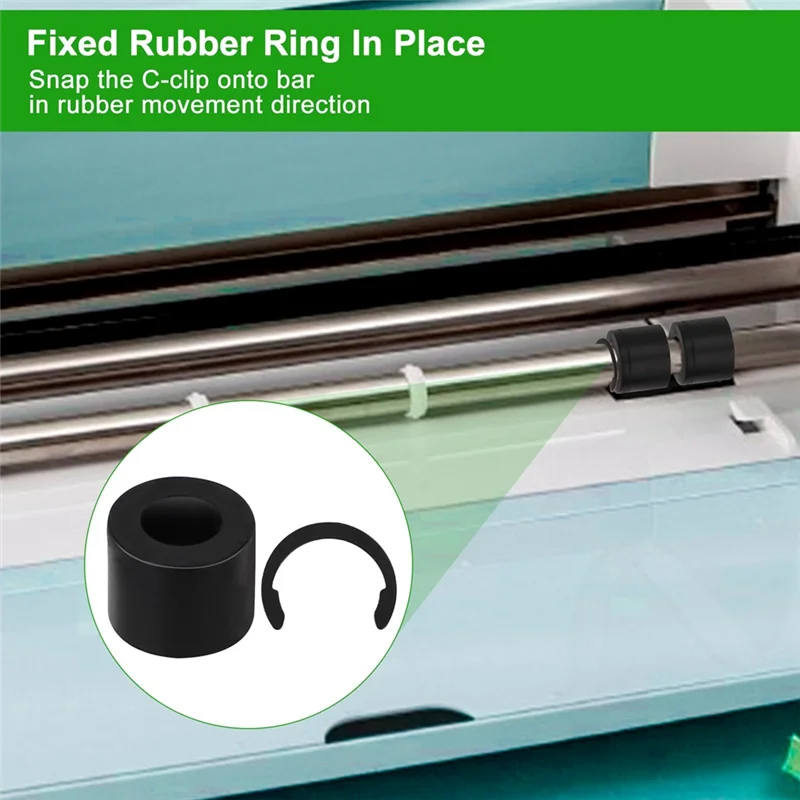

Y17A 8Pcs Retaining Clip Rings For Cricut Maker And 8Pcs Rubber Roller Replacement Spare Parts Keep Rubber From Moving