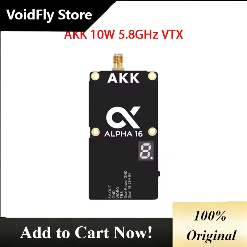 VoidFly AKK 16W 5.8G Alpha 16 96CH Video Transmitter Ultra Long Range FPV VTX for RC Drone 16W 5.8G Metal Material