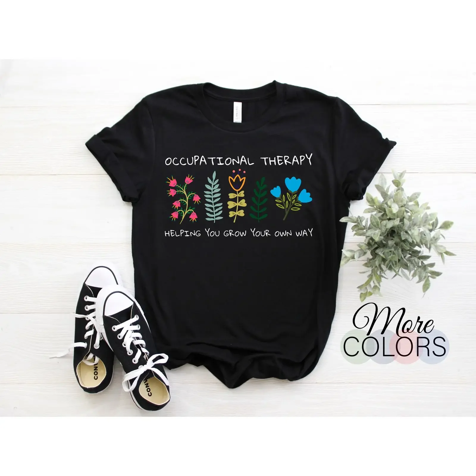 Occupational Therapy Helping You Grow Your Own Way Wildflowers T Shirt OT Therapist OTA Assistant for Month vintage Washed