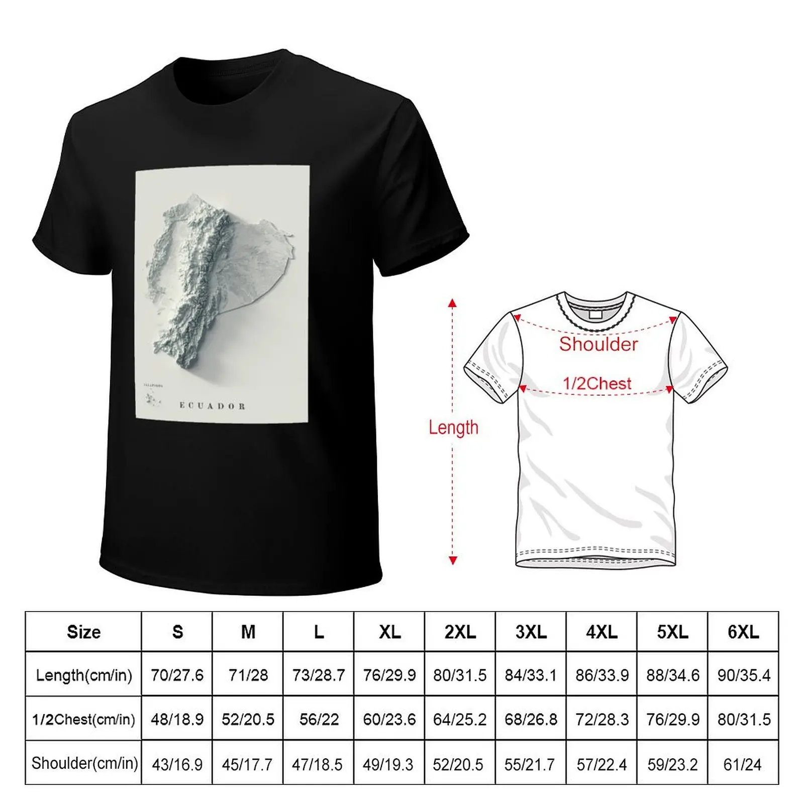 Ecuador Shaded Relief 3D Map digitally-rendered T-Shirt Performance Dry Fit T-Shirt