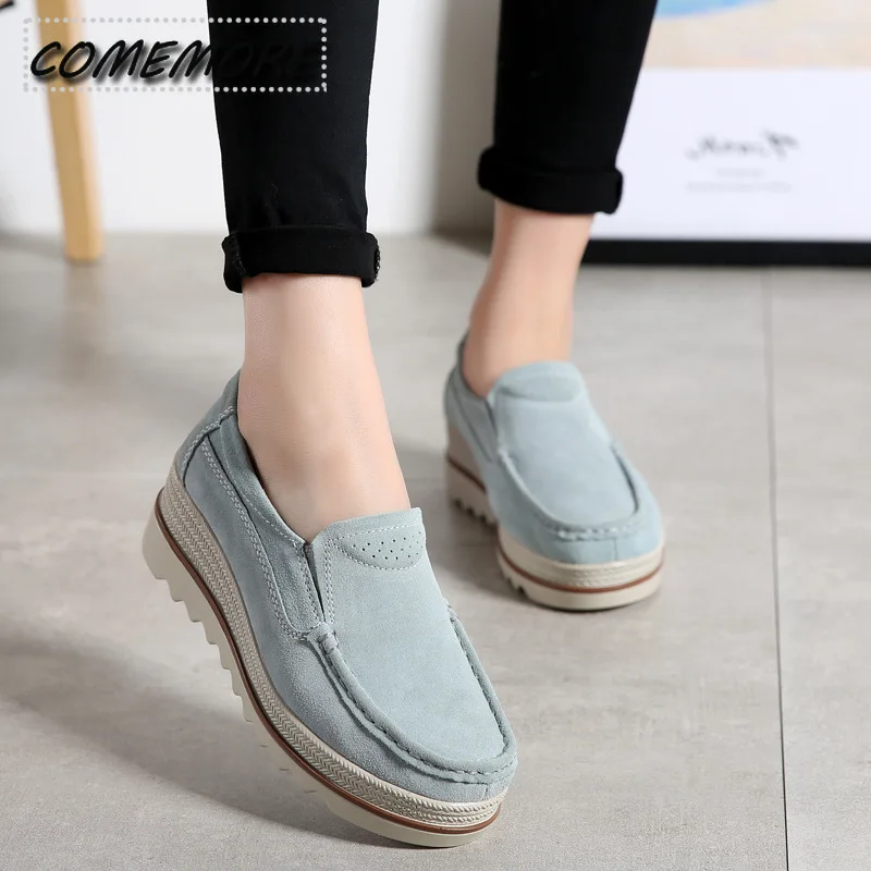 Spring Autumn Women Flat Platform Loafers Ladies Work Leather Comfort Soft Moccasins Nursing Casual Shoes Tennis Female  Fashion