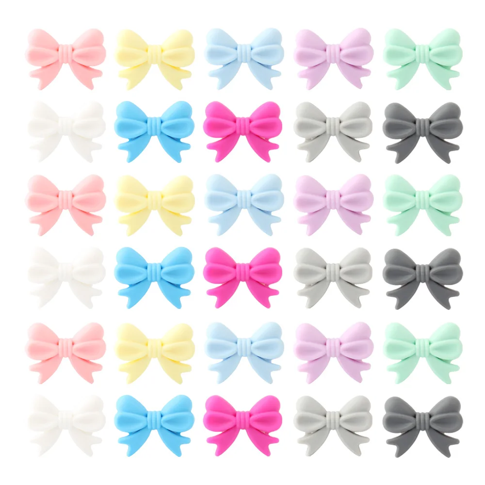 5/10/20Pcs Bowknot Silicone Beads Bow Tie Focal Beads For Jewelry Making DIY Keychain Beaded Pen Bracelet Necklace Accessories