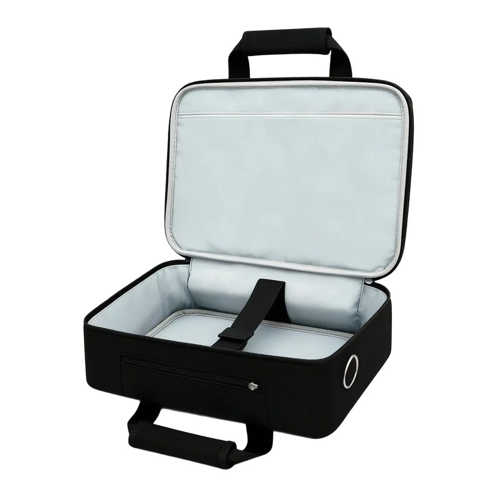 Black Waterproof Storage Bag for Projector and Accessories for Outdoor BBQ Parties 36x28x10cm Polyester Material