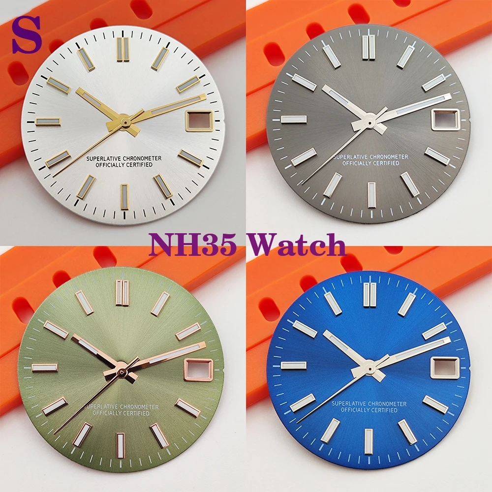 

NH35 28.5MM dial watch S dial green luminous dial suitable for NH35 NH36 movement watch accessories