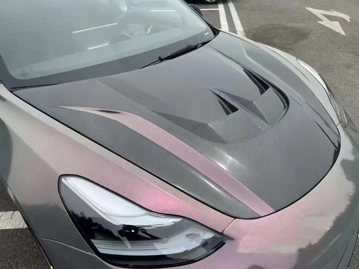 ForTesla 3 Y Hacker Carbon Fiber Bumper Cover-Bolt-On Universal Fitment 6