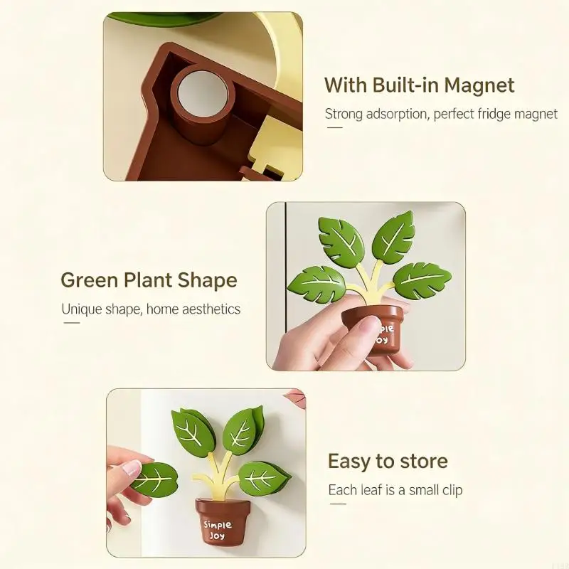 F19B Plant Fridge Magnets Refrigerator Magnets Fridge Decorative Magnets Bag Sealing Clip for Home Whiteboard Classroom