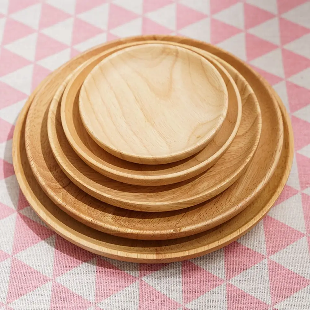 

Rubber Wood Japanese Tableware Kitchen Supplies Unbreakable Hand-made Tea Tray Snack Plate Dessert Plate Wood Plate