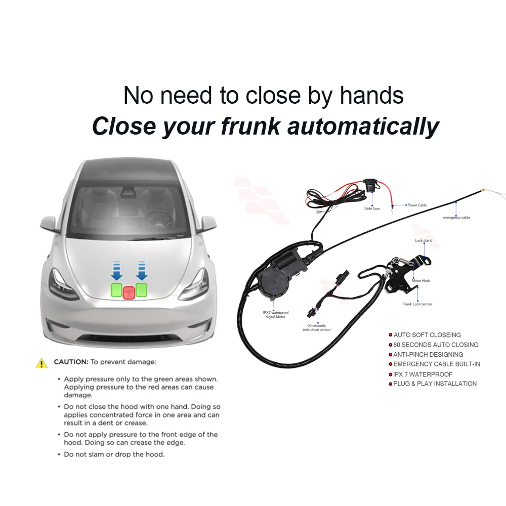 SATONIC V2 Auto Frunk Suction For Tesla Y New Model Y Juniper YL Model 3 Highland  X S– Smart Automatic Closing