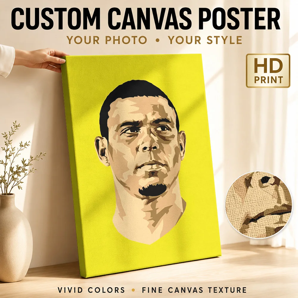 Brazillian legend ronaldo Canvas Print Poster Customized Photo Sports Portrait Wall Art for Man Cave Decor Gift for Collectors