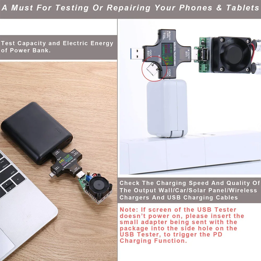 USB Tester Type-C USB-C Tester Voltage Current Tester Detector Reader Multimeter Color Screen for Phone Laptop Power Bank etc.