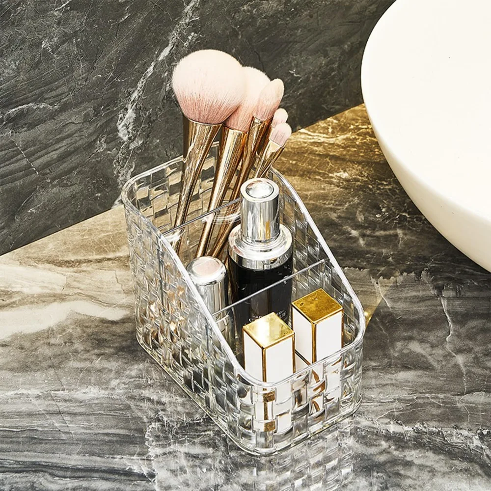 Прозрачный держатель для кистей для макияжа с бантом в стиле деко, водонепроницаемый держатель для карандашей, акриловый косметический органайзер большой емкости