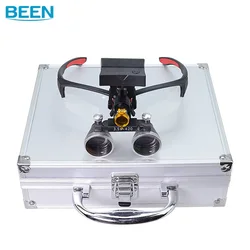 Dental Loupes Add 5W Headlamp  Magnifier Lab Medical  Magnification Binocular 2.5/3.5x Wireless Headlight Aluminum Briefcase