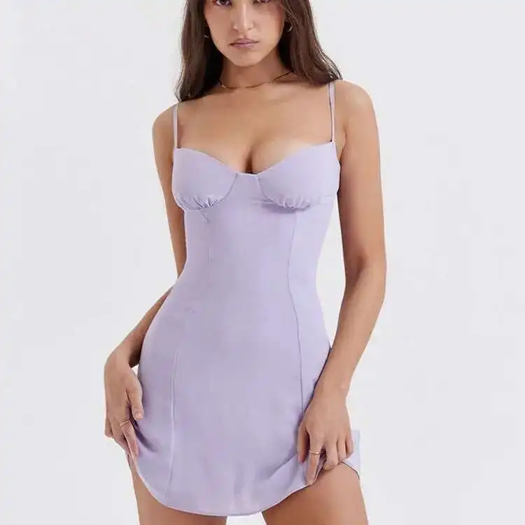 

Selling Hot Sexy Hot Girl Printed Suspender Dress with Elegant Temperament and Chest Cotton Suspender Dress Vestido Women Party