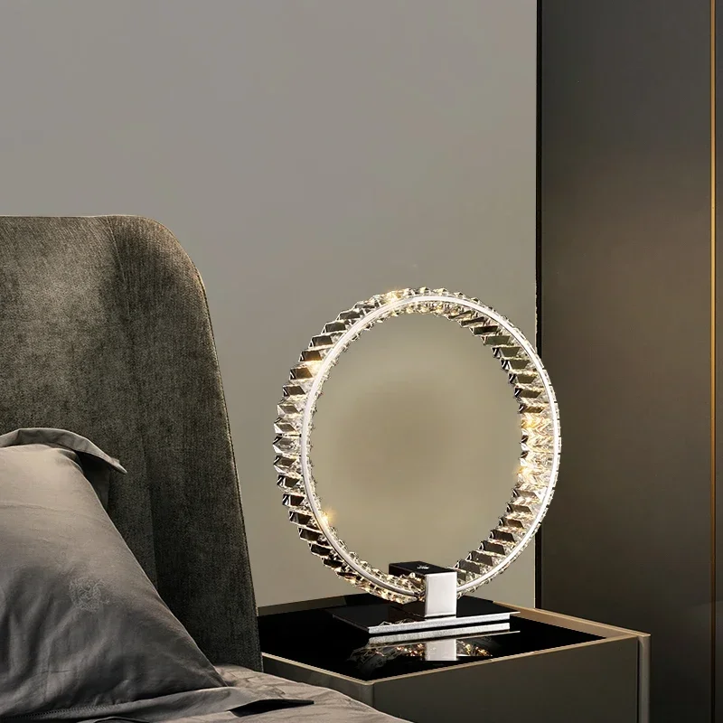 

Table Lamp Design Modern Round Stainless Steel Round Led Crystal Table Lamp Indoor Design Bedroom Table Lamp