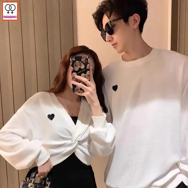 Matching Couple Clothes Outfits Male Female Lovers Holiday Valentine\'s Girls Two Piece Crop Short Hooded Sweatshirt Dress