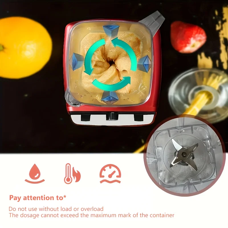 خلاط RV أحمر 110 فولت مع قواطع حائط - جهاز مطبخ متعدد الاستخدامات للعصائر والعصائر وسحق الثلج والخلط وإعداد الطعام، Com