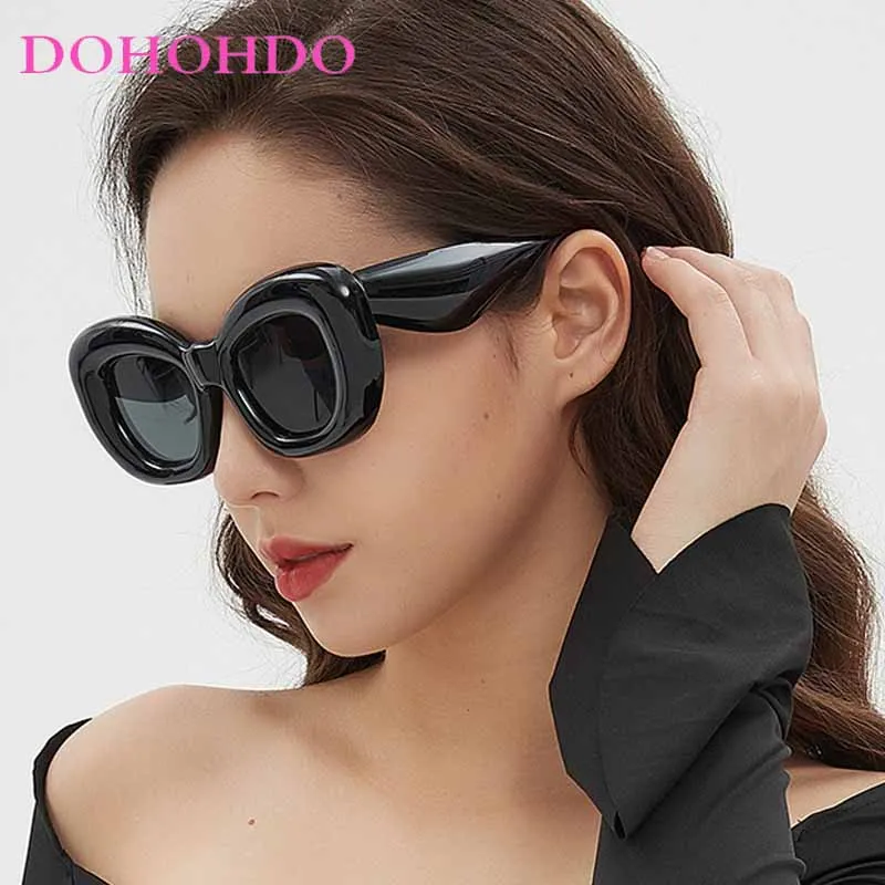 Fashion Luxury Brand Design Exaggerated Personality Inflate Sunglasses Men Women Trending Hip Hop Y2K Wacky Sun Glasses UV400