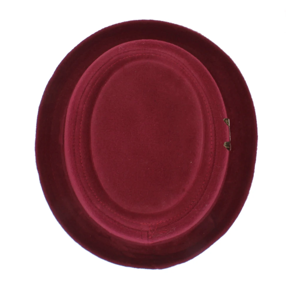 Men Women Woolen Wool Blend Feather Band Pork Pie Hats Fedora Trilby Sunhat Street Style Classical Cap Travel Size US 7 3/8 UK L
