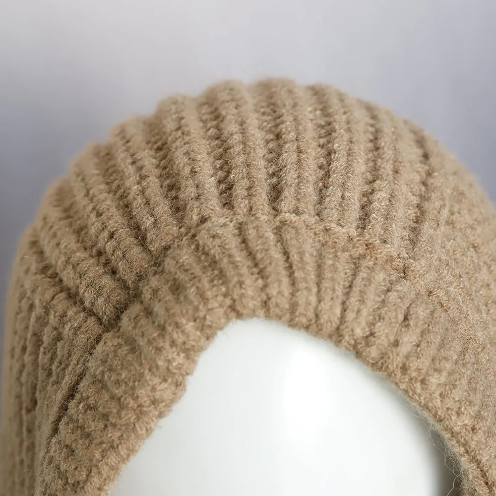 2025 NIEUWE Wol Winter Bivakmuts Hoed Motorkap voor Vrouwen Gebreide Caps Met Capuchon Outdoor Warm Een Stuk Hals Kraag Mutsen Hoeden Vrouwelijke